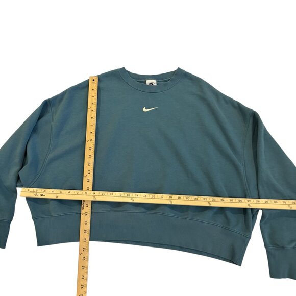Nike Oversized Blue Athleisure Cotton Sweatshirt Women's Large Cozy Fleece Soft - Picture 5 of 8